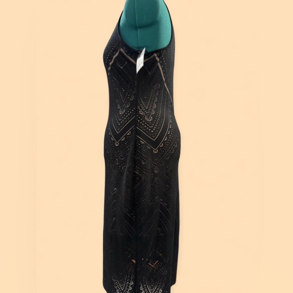 Elegant Black Sleeveless Dress Geometric Pattern - Picture 5 of 8